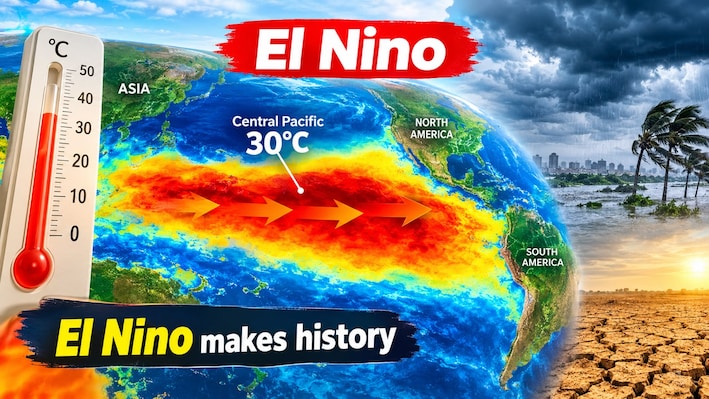 El Nino makes history as central Pacific Ocean touches unprecedented 30°C