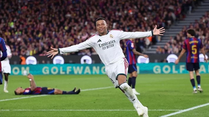 Barcelona’s unbeaten La Liga run ends as Mbappe powers Real Madrid to first El Clasico win of the season