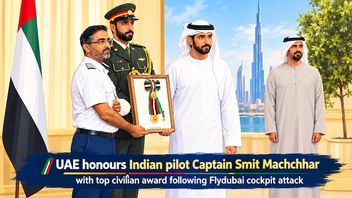 UAE honours Indian pilot Captain Smit Machchhar with top civilian award following flydubai cockpit attack