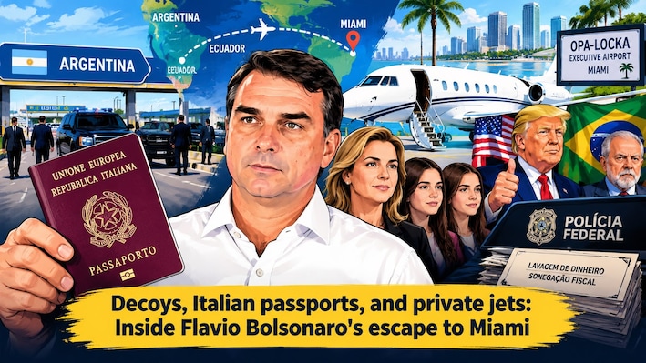 Decoys, Italian passports, and private jets: Inside Flavio Bolsonaro's escape to Miami