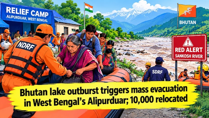 Bhutan lake outburst triggers mass evacuation in West Bengal's Alipurduar; 10,000 relocated