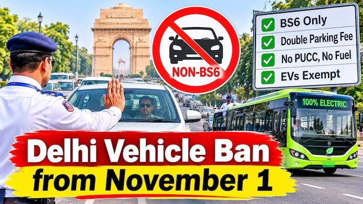 Delhi vehicle ban effective November 1: BS6 rules, doubled parking charges, and entry guidelines